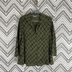 HABITAT | Olive and Black Grid Button Down Shirt